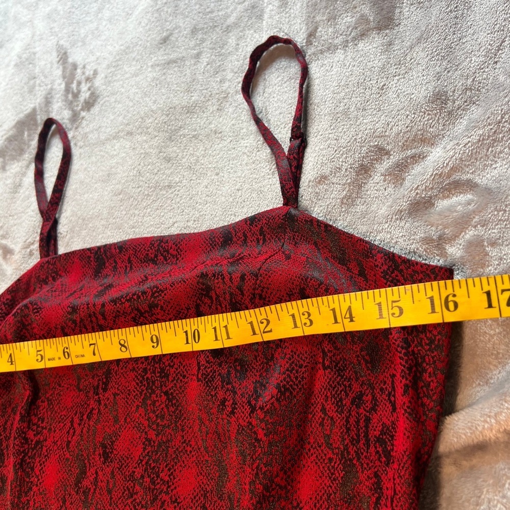 Express World Brand Red Black Snakeskin Print Spaghetti Strap Midi Dress Size 6 - Picture 5 of 11